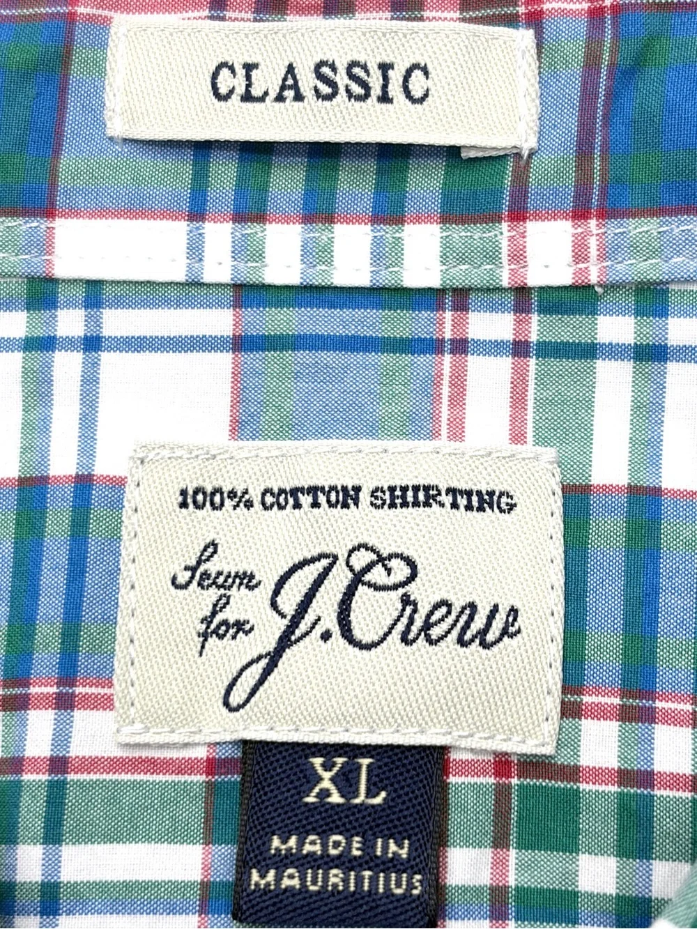 J. Crew Plaid Button Down Shirt Blue Green Cotton Men’s XL NWT